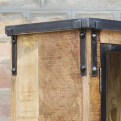 Vitrine 2 Portes Bois De Manguier Et Métal -Magasin Mobilier vitrine 2 portes bois de manguier et metal 1 4