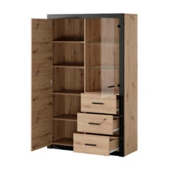 Vitrine 2 Portes Naturel Et Noir Brussel -Magasin Mobilier vitrine 2 portes naturel et noir bruges 2