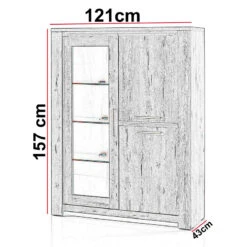 Vitrine 3 Portes LED Coloris Bois Clair Warschau -Magasin Mobilier vitrine 3 portes led coloris bois clair warschau 3