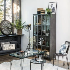 Vitrine Bibliothèque Broc Métal Noir Atmosphera -Magasin Mobilier vitrine bibliotheque broc metal noir atmosphera 2