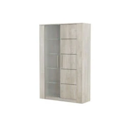 Demeyere Vitrine LED 2 Portes CANNES Chêne Champagne/béton Clair -Magasin Mobilier vitrine led 2 portes cannes chene champagne beton clair 4