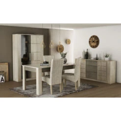 Demeyere Vitrine LED 2 Portes CANNES Chêne Champagne/béton Clair -Magasin Mobilier vitrine led 2 portes cannes chene champagne beton clair 5